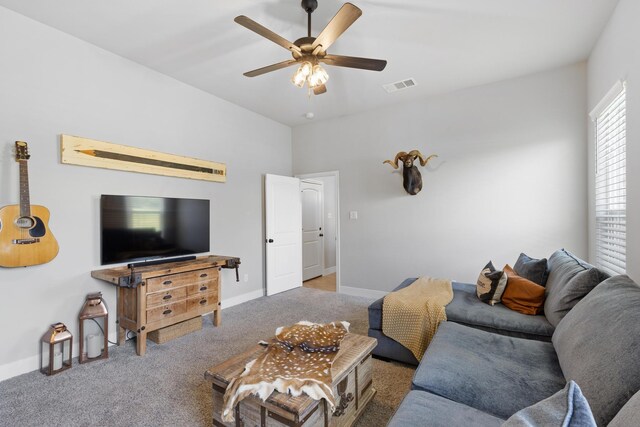 301 Aviara Ct, Poolville, TX 76487 - living area with ceiling fan and carpet flooring