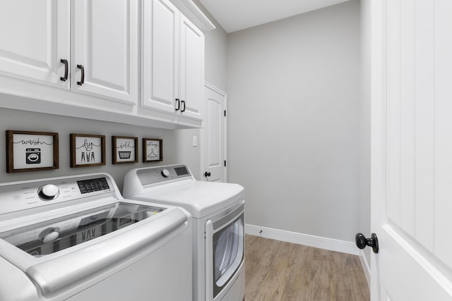 301 Aviara Ct, Poolville, TX 76487 - laundry room featuring cabinet space, washer and dryer, and light wood-type flooring