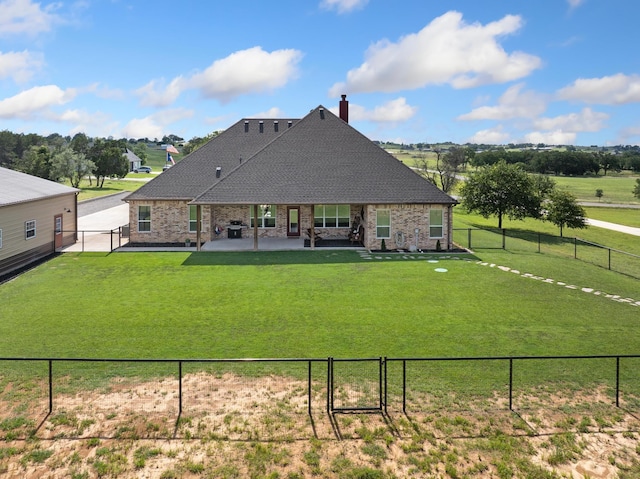 301 Aviara Ct, Poolville, TX 76487 - back of property with a fenced backyard, a patio, a chimney, and a gate