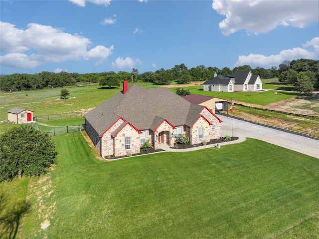 301 Aviara Ct, Poolville, TX 76487 - view of front facade with stone siding and view of wooded area