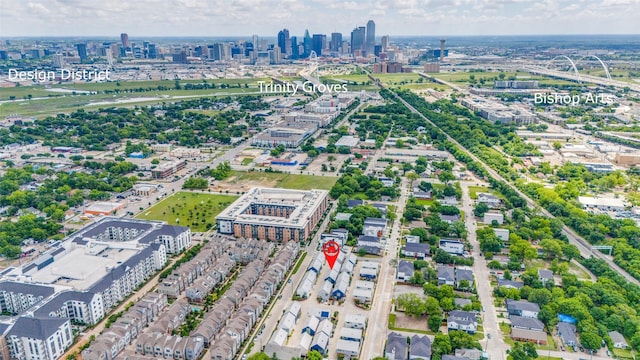 1022 Barsotti Ct, Dallas, TX 75212 - aerial overview of property's location featuring nearby urban area