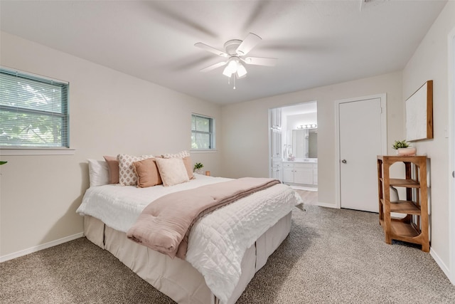 5504 Whitman Ave, Fort Worth, TX 76133 - bedroom featuring light carpet, ensuite bathroom, and a ceiling fan