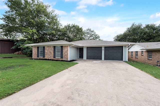 5504 Whitman Ave, Fort Worth, TX 76133 - ranch-style home with a garage, driveway, a front lawn, and brick siding