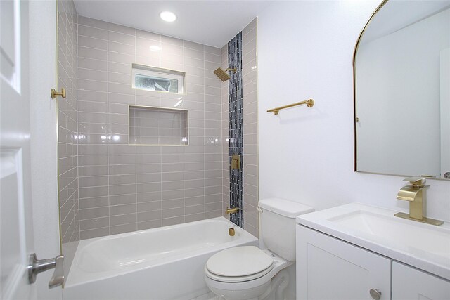 1825 Grove Cir, Mesquite, TX 75149 - bathroom featuring vanity,  shower combination, and recessed lighting
