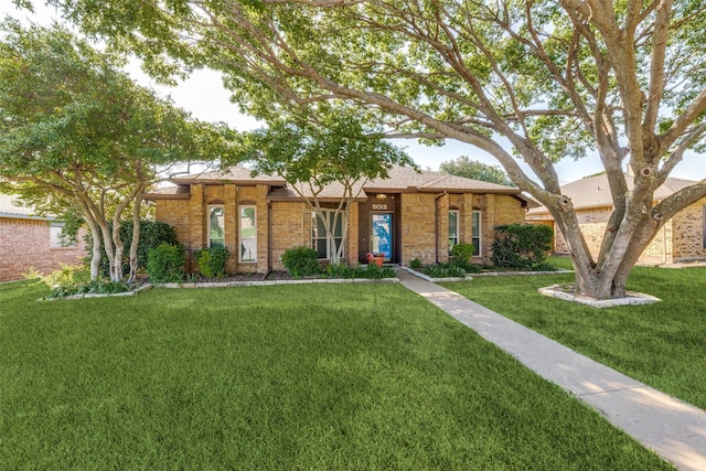 5012 Frontier Ln, Plano, TX 75023 - ranch-style house with a front yard and brick siding