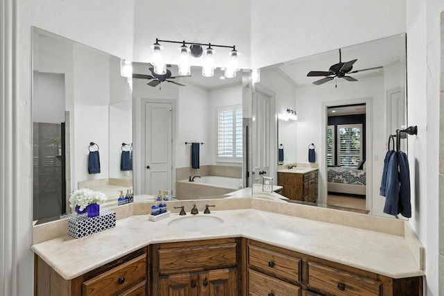 6617 Whittier Ln, Colleyville, TX 76034 - ensuite bathroom with a ceiling fan, a bath, plenty of natural light, and vanity