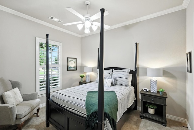 6617 Whittier Ln, Colleyville, TX 76034 - carpeted bedroom featuring ornamental molding and a ceiling fan
