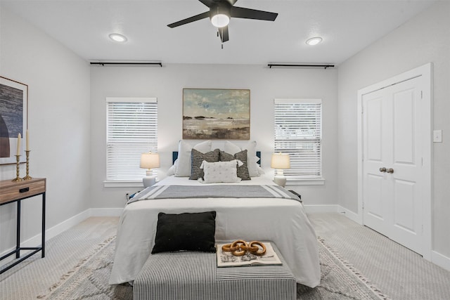 2905 Merrimac St, Fort Worth, TX 76107 - bedroom featuring carpet flooring, recessed lighting, and a ceiling fan