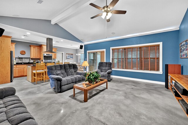 187 Brandon Way, Pottsboro, TX 75076 - living room with ceiling fan, recessed lighting, and concrete floors