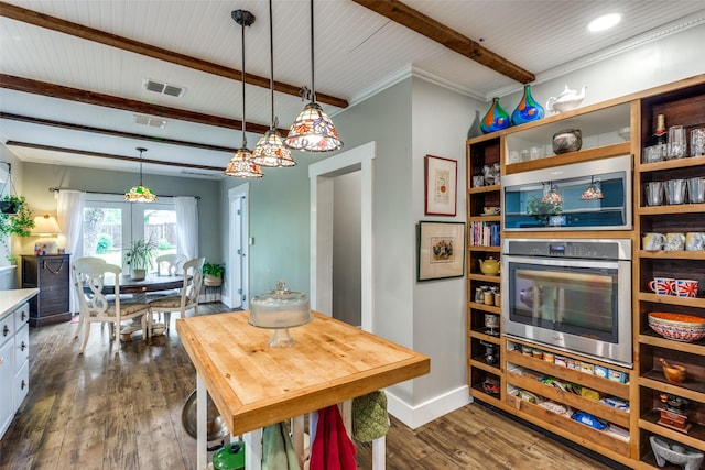 2324 Lynnhaven Rd, Fort Worth, TX 76103 - dining area featuring beam ceiling and dark wood-style floors