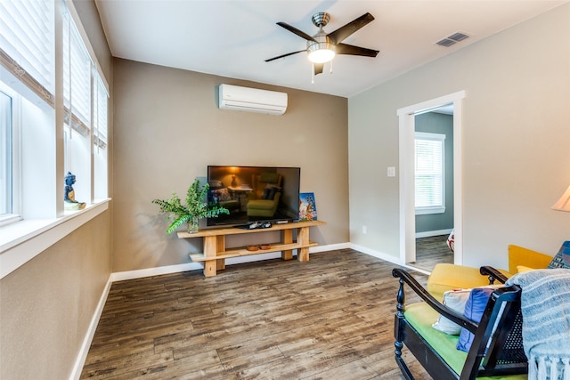 2324 Lynnhaven Rd, Fort Worth, TX 76103 - office space featuring an AC wall unit, wood finished floors, and ceiling fan