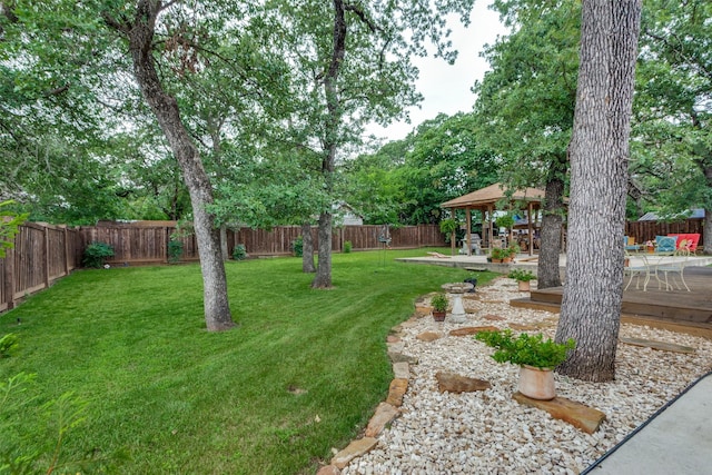 2324 Lynnhaven Rd, Fort Worth, TX 76103 - fenced backyard featuring a gazebo and a wooden deck