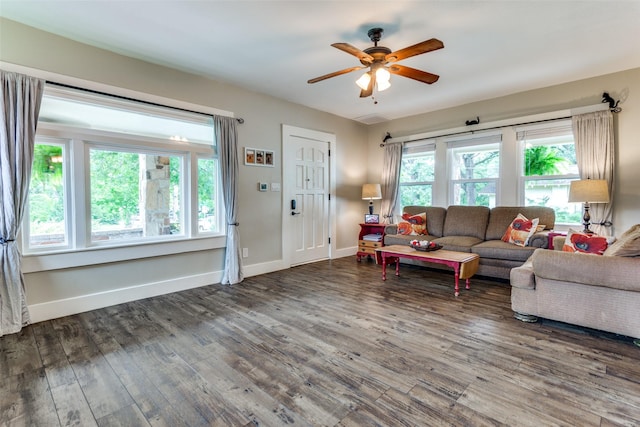 2324 Lynnhaven Rd, Fort Worth, TX 76103 - living area with wood finished floors and a ceiling fan