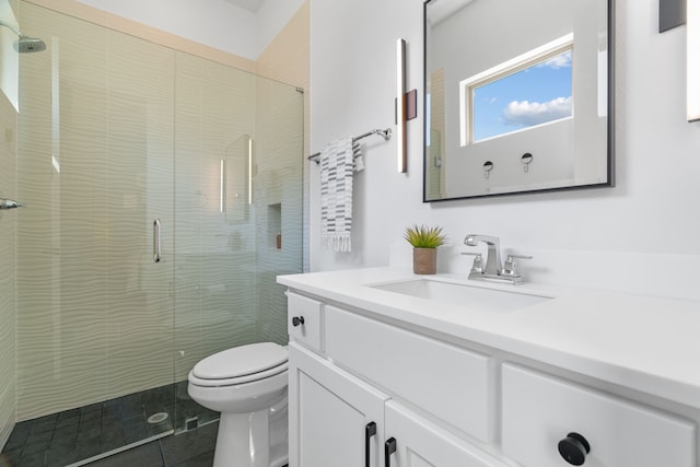 403 Trigger Trl, Argyle, TX 76226 - bathroom featuring vanity, a shower stall, and tile patterned floors