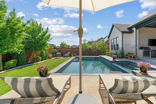 403 Trigger Trl, Argyle, TX 76226 - view of pool with a patio area, a fenced backyard, and area for grilling
