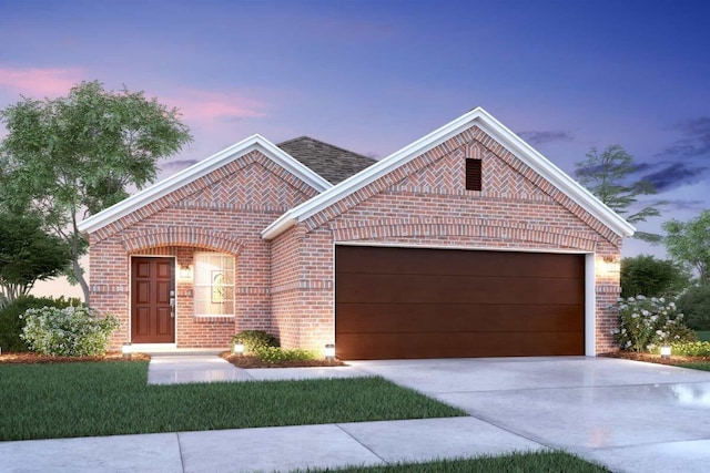 1820 Osage Trl, Mesquite, TX 75149 - view of front of house featuring brick siding, an attached garage, and concrete driveway