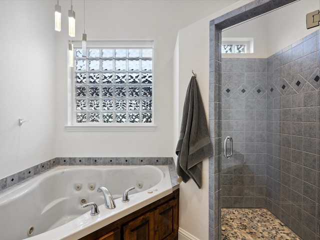 186 Deer Creek Dr, Aledo, TX 76008 - full bathroom with a tub with jets and a shower stall