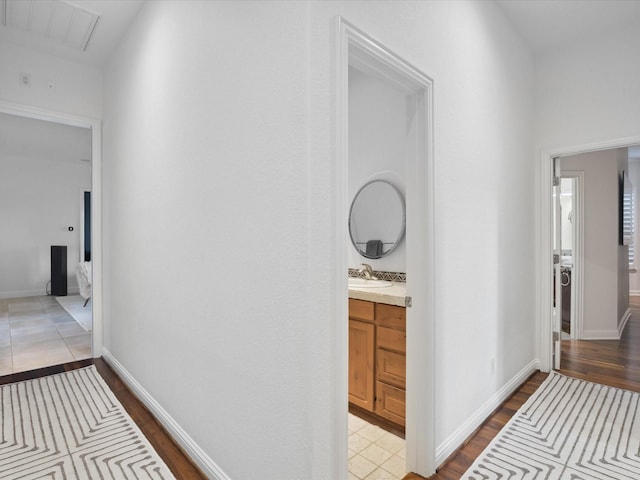 186 Deer Creek Dr, Aledo, TX 76008 - hallway featuring light wood-type flooring and baseboards