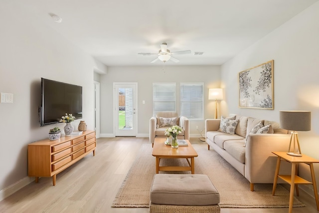 505 Willet Dr, Mckinney, TX 75069 - living room featuring ceiling fan and light wood finished floors