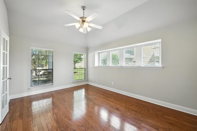 8120 Tyler Dr, Lantana, TX 76226 - spare room with wood finished floors, a ceiling fan, and vaulted ceiling