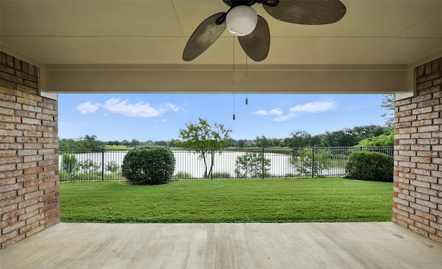 8120 Tyler Dr, Lantana, TX 76226 - view of patio / terrace with a water view and ceiling fan