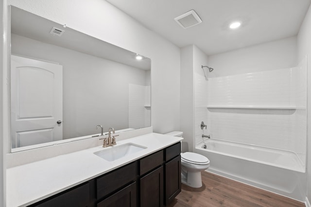 1402 Reiner Dr, Crandall, TX 75114 - full bathroom with wood finished floors, vanity, washtub / shower combination, and recessed lighting