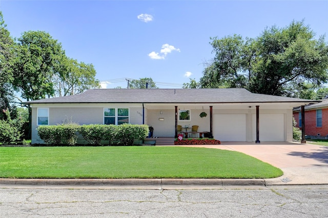 5428 Sabelle Ln, Haltom City, TX 76117 - single story home with an attached garage, a front yard, driveway, a porch, and brick siding