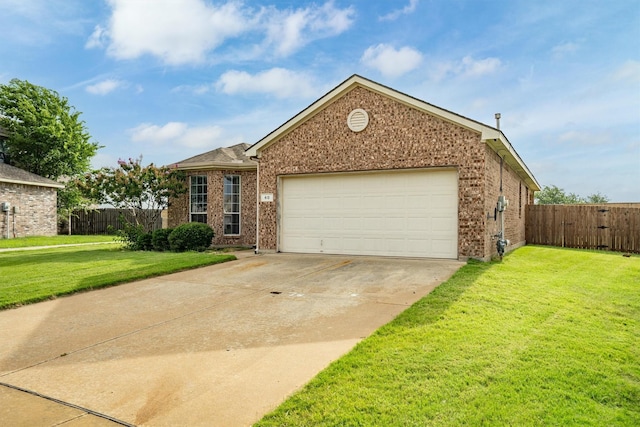 60 N Highland Dr, Sanger, TX 76266 - view of front of house featuring an attached garage, brick siding, and driveway