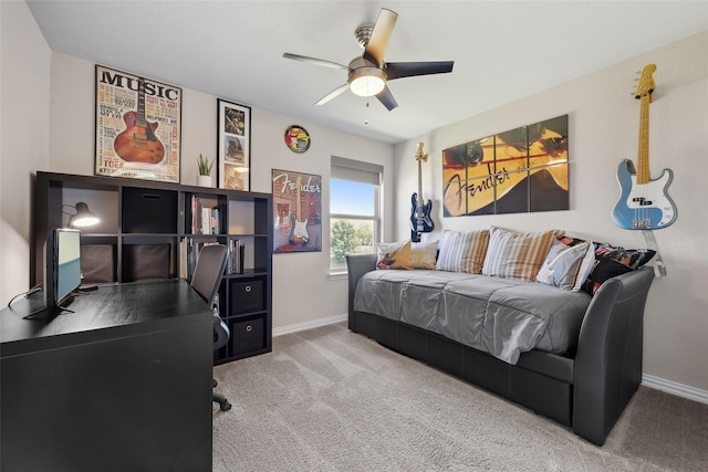 216 Shadow Creek Ln, Hickory Creek, TX 75065 - bedroom with a desk, carpet, and ceiling fan