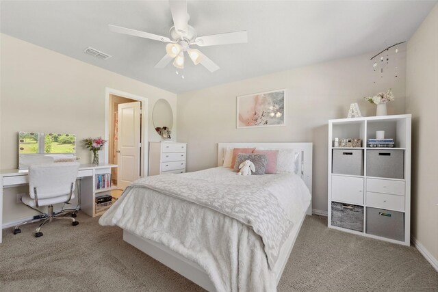 216 Shadow Creek Ln, Hickory Creek, TX 75065 - carpeted bedroom with a ceiling fan and an office area