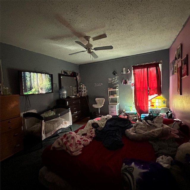 4028 Forbes St, Fort Worth, TX 76105 - bedroom with a textured ceiling and ceiling fan