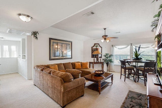 13317 Spinning Glen St, Fort Worth, TX 76040 - living room with light carpet and ceiling fan