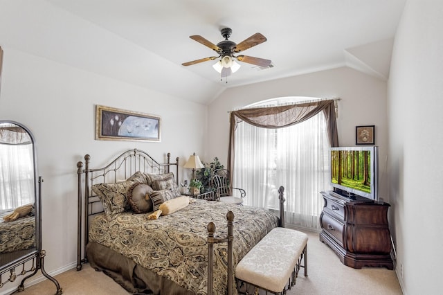 13317 Spinning Glen St, Fort Worth, TX 76040 - bedroom featuring light carpet, lofted ceiling, and ceiling fan