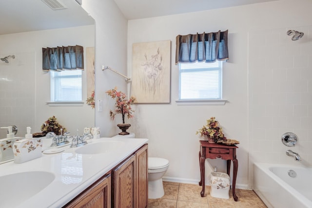 13317 Spinning Glen St, Fort Worth, TX 76040 - bathroom with washtub / shower combination, double vanity, and tile patterned flooring