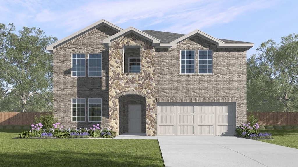 4032 Moss Rd, Celina, TX 75009 - traditional-style home with a garage, driveway, and brick siding