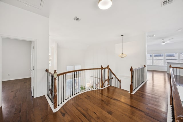 5725 Gerber Ter, Plano, TX 75094 - corridor featuring an upstairs landing, attic access, and hardwood / wood-style flooring