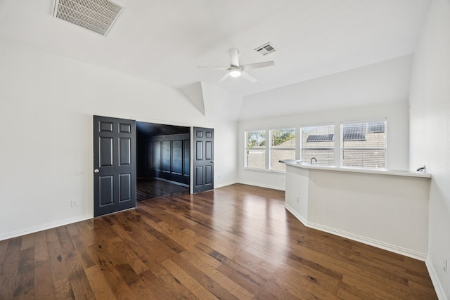 5725 Gerber Ter, Plano, TX 75094 - spare room with lofted ceiling, ceiling fan, and wood finished floors