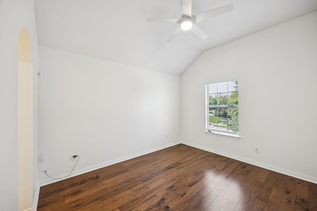 5725 Gerber Ter, Plano, TX 75094 - bonus room with dark wood-style flooring, vaulted ceiling, and ceiling fan