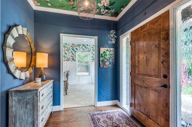 3700 Red Oak Dr, Corinth, TX 76208 - entrance foyer with wood finished floors and crown molding
