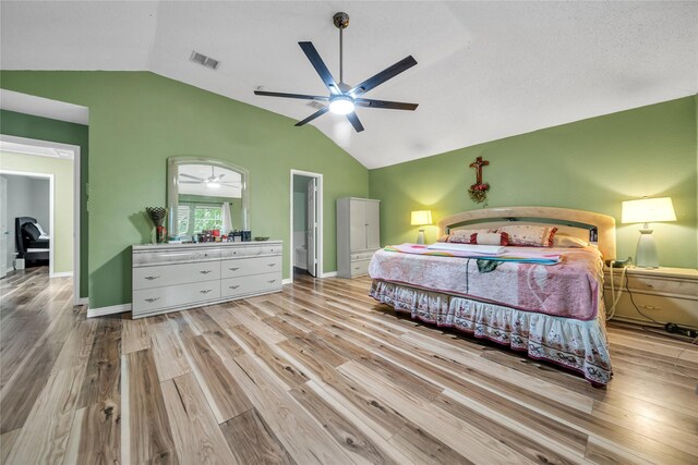 1032 Hampton Dr, Forney, TX 75126 - bedroom featuring vaulted ceiling, wood finished floors, and ceiling fan