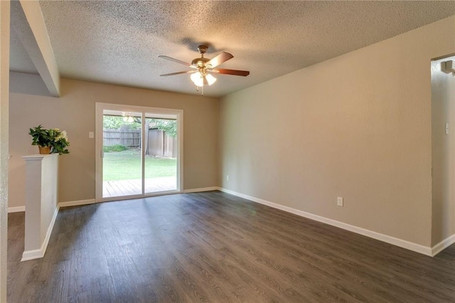 7820 Kermit Ave, Fort Worth, TX 76116 - unfurnished room featuring ceiling fan, dark wood-style flooring, and a textured ceiling