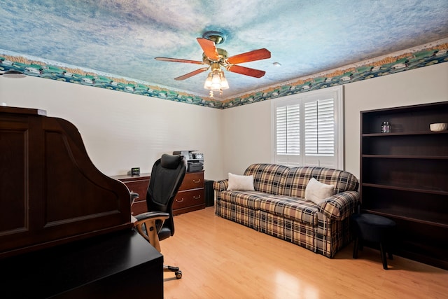 10707 Ferndale Rd, Dallas, TX 75238 - office with light wood-style floors and a ceiling fan