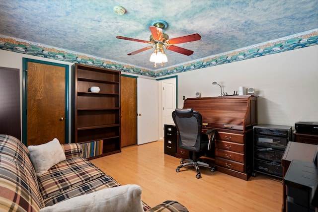 10707 Ferndale Rd, Dallas, TX 75238 - office featuring light wood finished floors and a ceiling fan