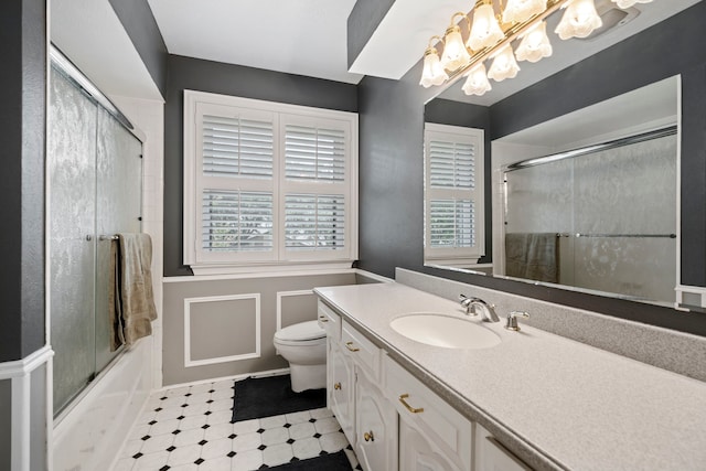 10707 Ferndale Rd, Dallas, TX 75238 - full bathroom with vanity, healthy amount of natural light, bath / shower combo with glass door, and tile patterned floors