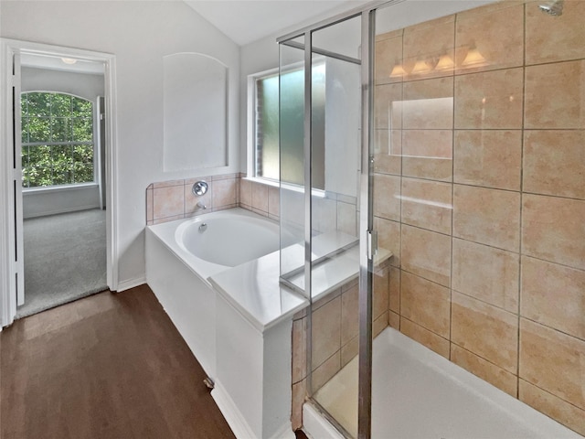 1241 Ducks Lndg, Frisco, TX 75033 - full bath with a stall shower, a bath, and vaulted ceiling