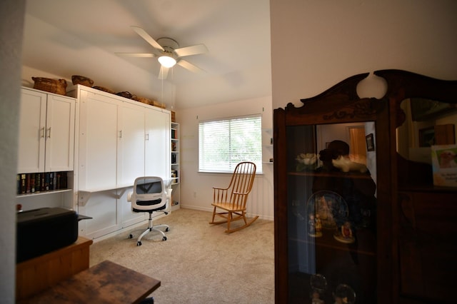 2505 Spring Hill Ln E, Garland, TX 75044 - carpeted office space featuring a ceiling fan and baseboards