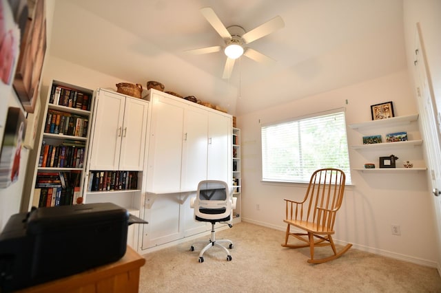 2505 Spring Hill Ln E, Garland, TX 75044 - office area with light carpet and ceiling fan