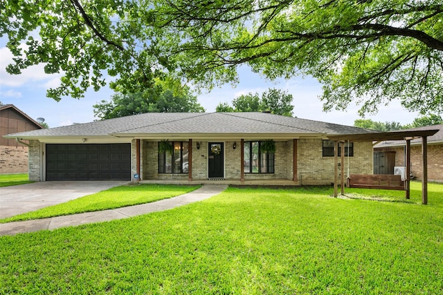1322 Chestnut Rd, Mansfield, TX 76063 - ranch-style home featuring a garage, concrete driveway, a front yard, and brick siding