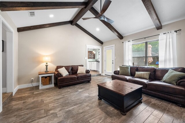 1322 Chestnut Rd, Mansfield, TX 76063 - living area featuring wood finished floors, recessed lighting, and ceiling fan