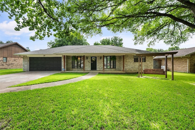 1322 Chestnut Rd, Mansfield, TX 76063 - ranch-style home featuring a garage, concrete driveway, a front lawn, and brick siding